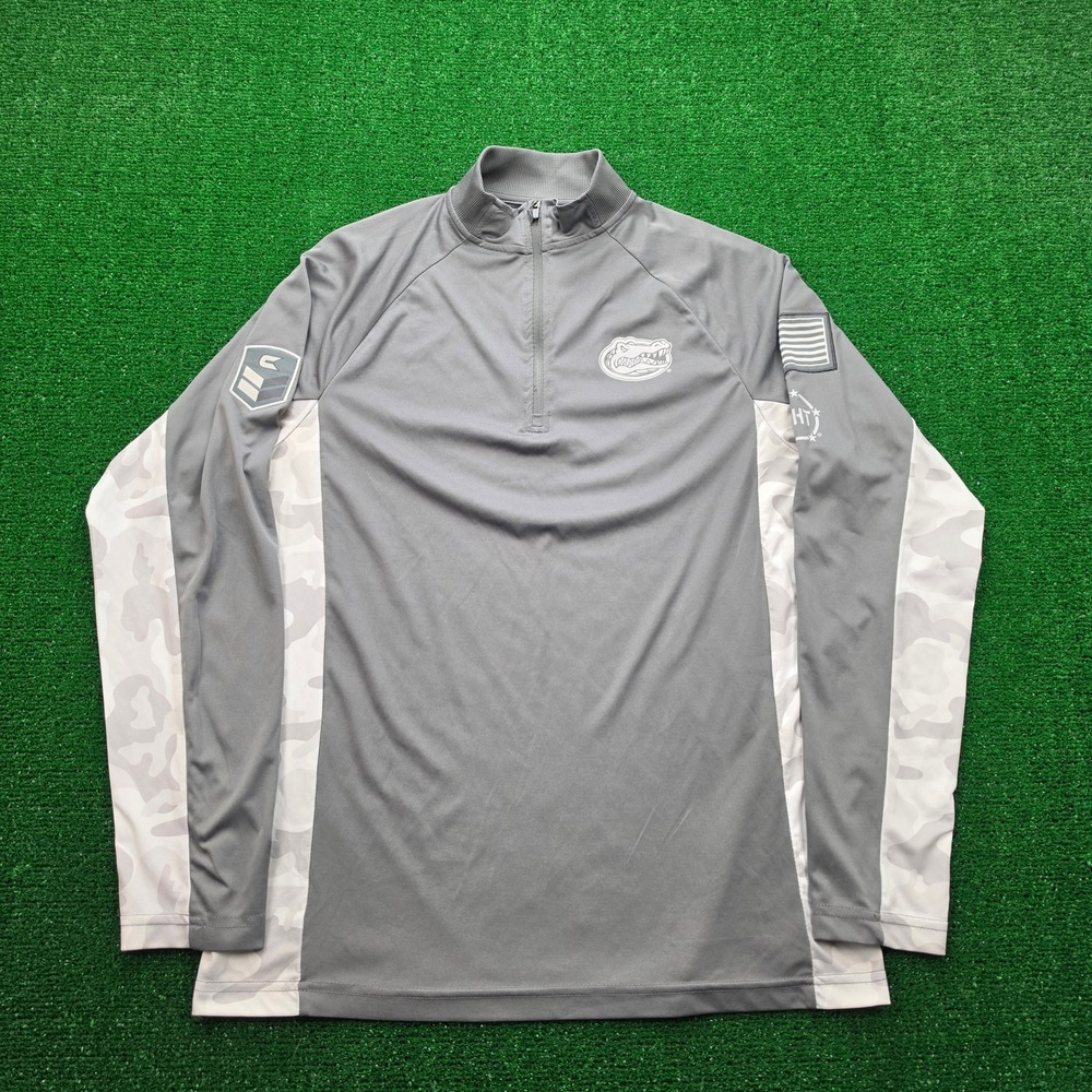 Florida Gators OHT Sweatshirt Mens Medium Gray Camo Military Quarter Zip NCAA